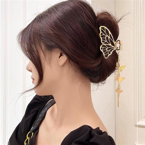Butterfly Hair Clips 1PCS Butterfly Metal Hair Claw Clip Big Nonslip Gold Hair main image 5